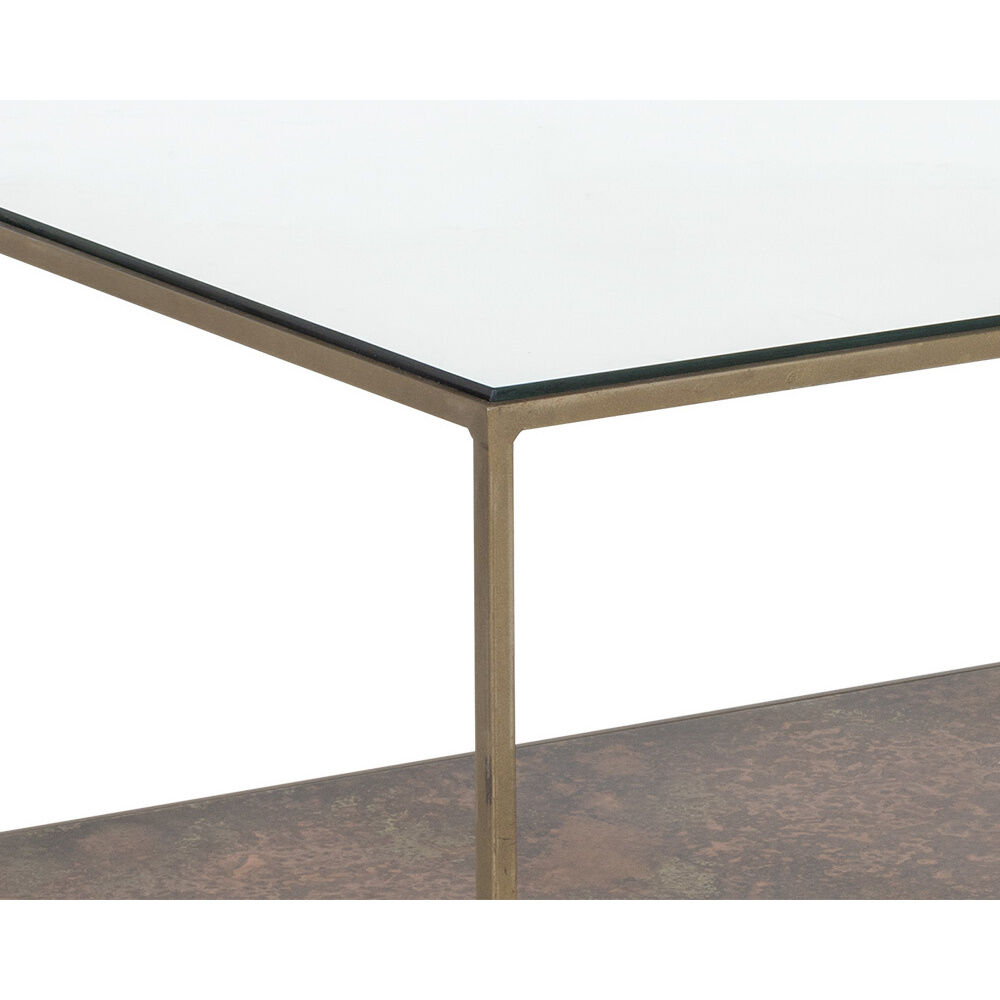 Concord 48 X 28 inch Clear / Antique Brass Coffee Table